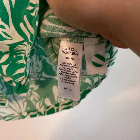 Nicole Miller Green and White Collar Button Down Shirt 100% linen size M - Picture 4 of 8